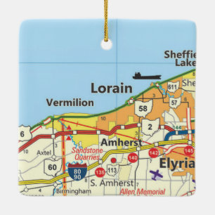 Lorain Ohio Road Map Keramikornament