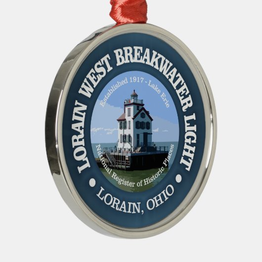 Lorain West Breakwater Light Ornament Aus Metall (Rechts)