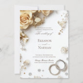 loral und Two Wedding Rings Ausgezeichnet Gerettet Einladung (Vorderseite)