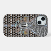 Loranne Dazzle Monogramm iPhone 15 Hülle (Rückseite (Horizontal))