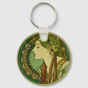 Lorbeer, Alphonse Mucha Vintage Art Nouveau Schlüsselanhänger