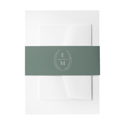 Lorbeer Boho Terrakotta Monogramm Ehering Einladungsbanderole (Vorderseite Beispiel)