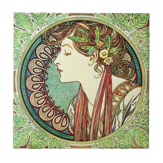 Lorbeer-Fliese Alphonse Mucha Fliese (Vorderseite)