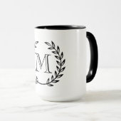 Lorbeer-Kranz-Monogramm Tasse (VorderseiteRechts)