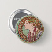 Lorbeer-Kunst Nouveau Knopf-Button Alphonse Mucha Button (Vorne & Hinten)