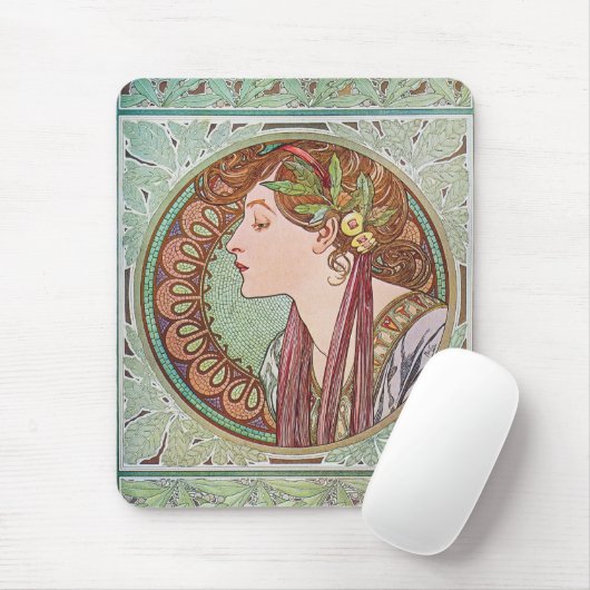 Lorbeer-Kunst Nouveau Mousepad Alphonse Mucha (Mit Mouse)