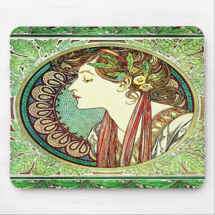 Lorbeer-Mausunterlage Alphonse Mucha Mousepad