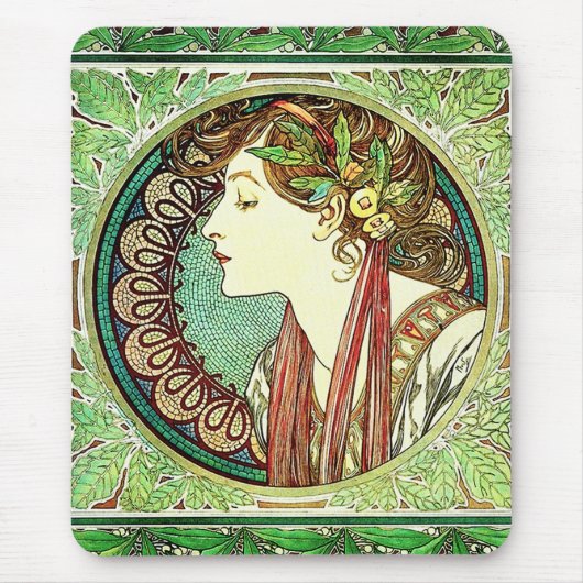Lorbeer-Mausunterlage Alphonse Mucha Mousepad (Vorne)