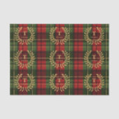 Lorbeer-Monogramm auf rotem und grünem Weihnachtsk Seidenpapier (Vorderseite)