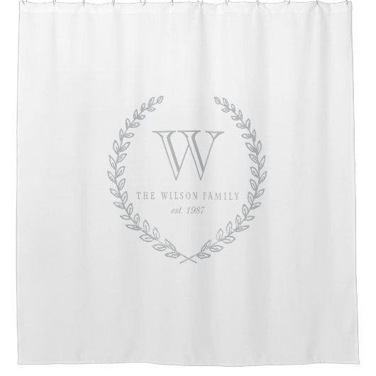 Lorbeer-Monogramm Duschvorhang (Vorderseite)