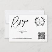 Lorbeer-Monogramm QR-Code RSVP Online Karte (Vorderseite)