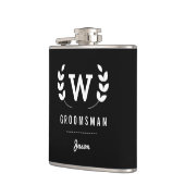 Lorbeer-Monogramm-Trauzeuge Flachmann (Links)