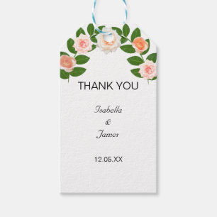 Lorbeer- und Rosenblüten Hochzeit Geschenkanhänger