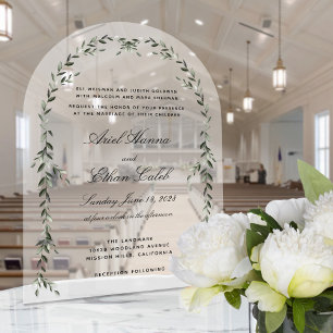Lorbeerblatt-Torbogen Elegante Hochzeit Acryleinladungen