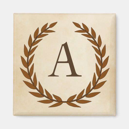 Lorbeerkranz auf Pergament-Monogramm Initial A Magnet (Vorne)