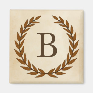 Lorbeerkranz auf Pergament-Monogramm Initial B Magnet
