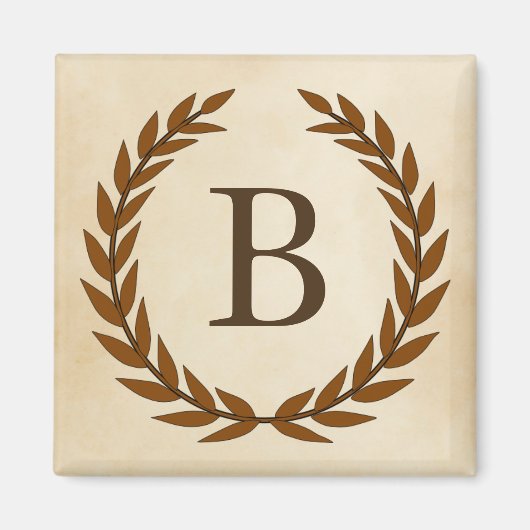 Lorbeerkranz auf Pergament-Monogramm Initial B Magnet (Vorne)
