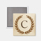 Lorbeerkranz auf Pergament-Monogramm Initial C Magnet (Vorderseite/Rückseite)