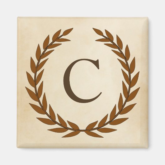 Lorbeerkranz auf Pergament-Monogramm Initial C Magnet (Vorne)