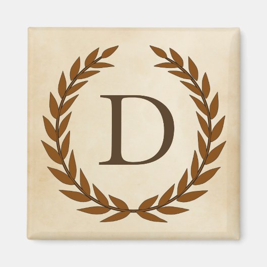 Lorbeerkranz auf Pergament-Monogramm Initial D Magnet (Vorne)