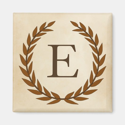 Lorbeerkranz auf Pergament-Monogramm Initial E Magnet (Vorne)