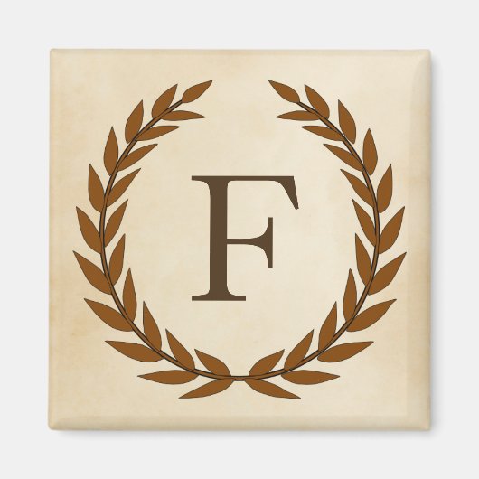 Lorbeerkranz auf Pergament-Monogramm Initial F Magnet (Vorne)