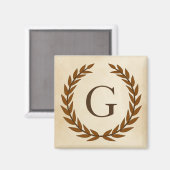 Lorbeerkranz auf Pergament-Monogramm Initial G Magnet (Vorderseite/Rückseite)