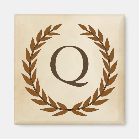 Lorbeerkranz auf Pergament-Monogramm Initial Q Magnet (Vorne)