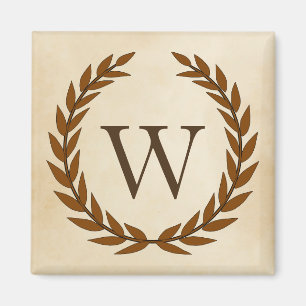Lorbeerkranz auf Pergament-Monogramm Initial W Magnet
