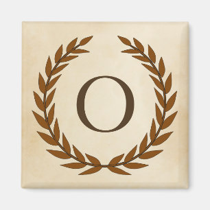 Lorbeerkranz auf Pergament-Monogramm Initiale O Magnet