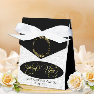 Lorbeerkranz Faux Prägung -Schwarz/Gold Geschenkschachtel