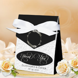 Lorbeerkranz-Faux-Prägung -Schwarz/Silber Geschenkschachtel