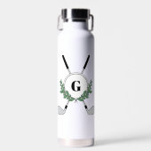 Lorbeerkranz Golfschläger Monogramm Trinkflasche (Vorne)