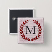Lorbeerkranz Notenblatt Monogramm Anfangsbuchstabe Button (Vorne & Hinten)
