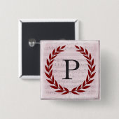 Lorbeerkranz Notenblatt Monogramm Anfangsbuchstabe Button (Vorne & Hinten)