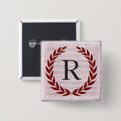 Lorbeerkranz Notenblatt Monogramm Anfangsbuchstabe Button (Vorne & Hinten)
