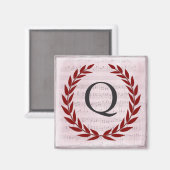 Lorbeerkranz Notenblatt Monogramm Anfangsbuchstabe Magnet (Vorderseite/Rückseite)