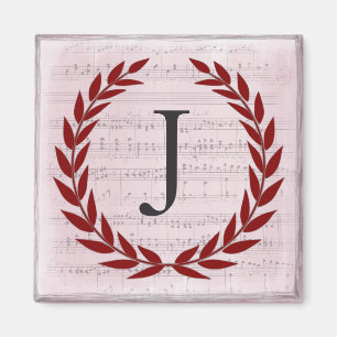 Lorbeerkranz Notenblatt Monogramm Anfangsbuchstabe Magnet