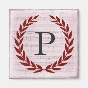 Lorbeerkranz Notenblatt Monogramm Anfangsbuchstabe Magnet