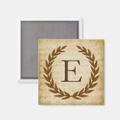 Lorbeerkranz Notenblatt Monogramm Anfangsbuchstabe Magnet (Vorderseite/Rückseite)