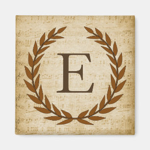 Lorbeerkranz Notenblatt Monogramm Anfangsbuchstabe Magnet