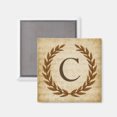 Lorbeerkranz Notenblatt Monogramm Anfangsbuchstabe Magnet (Vorderseite/Rückseite)
