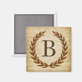 Lorbeerkranz Notenblatt Monogramm Anfangsbuchstabe Magnet (Vorderseite/Rückseite)