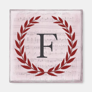 Lorbeerkranz Notenblatt Monogramm Anfangsbuchstabe Magnet