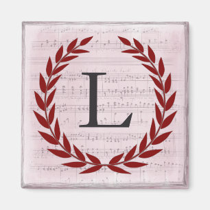 Lorbeerkranz Notenblatt Monogramm Anfangsbuchstabe Magnet