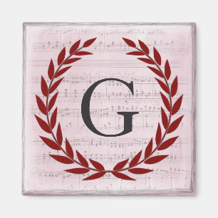 Lorbeerkranz Notenblatt Monogramm Anfangsbuchstabe Magnet