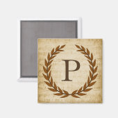 Lorbeerkranz Notenblatt Monogramm Anfangsbuchstabe Magnet (Vorderseite/Rückseite)