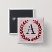 Lorbeerkranz Notenblatt Monogramm Initiale A Button (Vorne & Hinten)