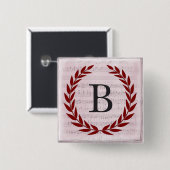 Lorbeerkranz Notenblatt Monogramm Initiale B Button (Vorne & Hinten)