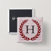 Lorbeerkranz Notenblatt Monogramm Initiale H Button (Vorne & Hinten)
